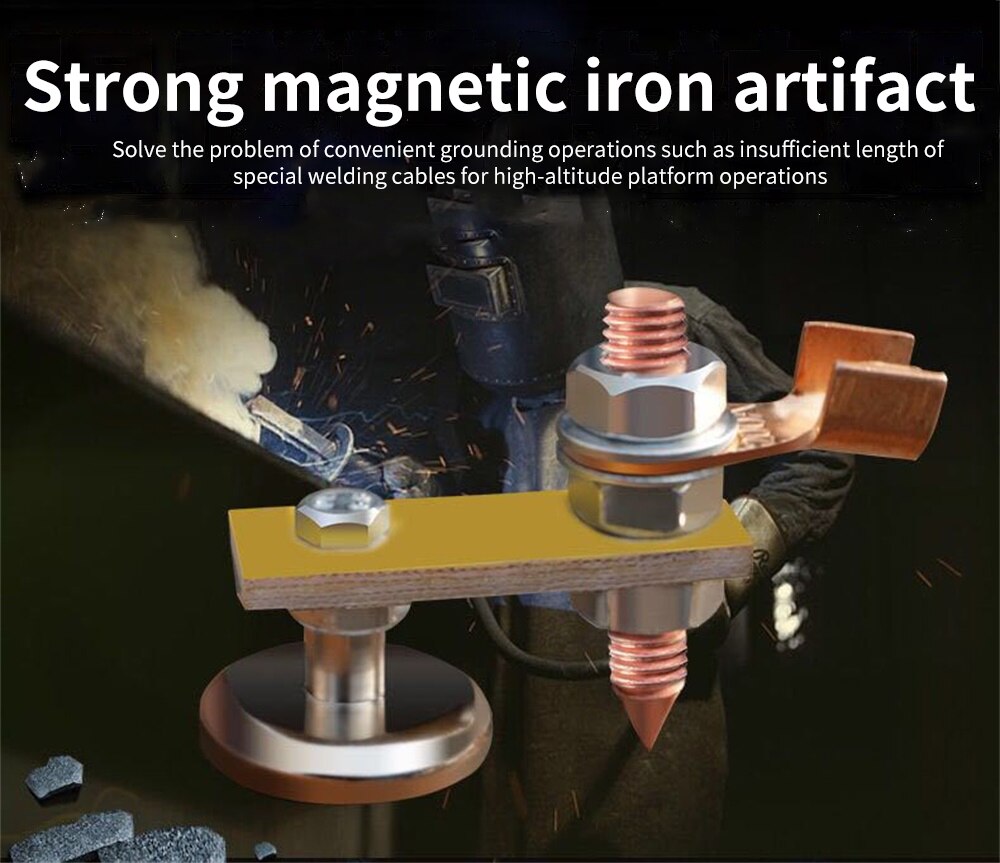 Welding Magnet Strong Head Tail Weld Ground Clamp Connector Large Suction Absorbable Electric Magnetic Grounding Head