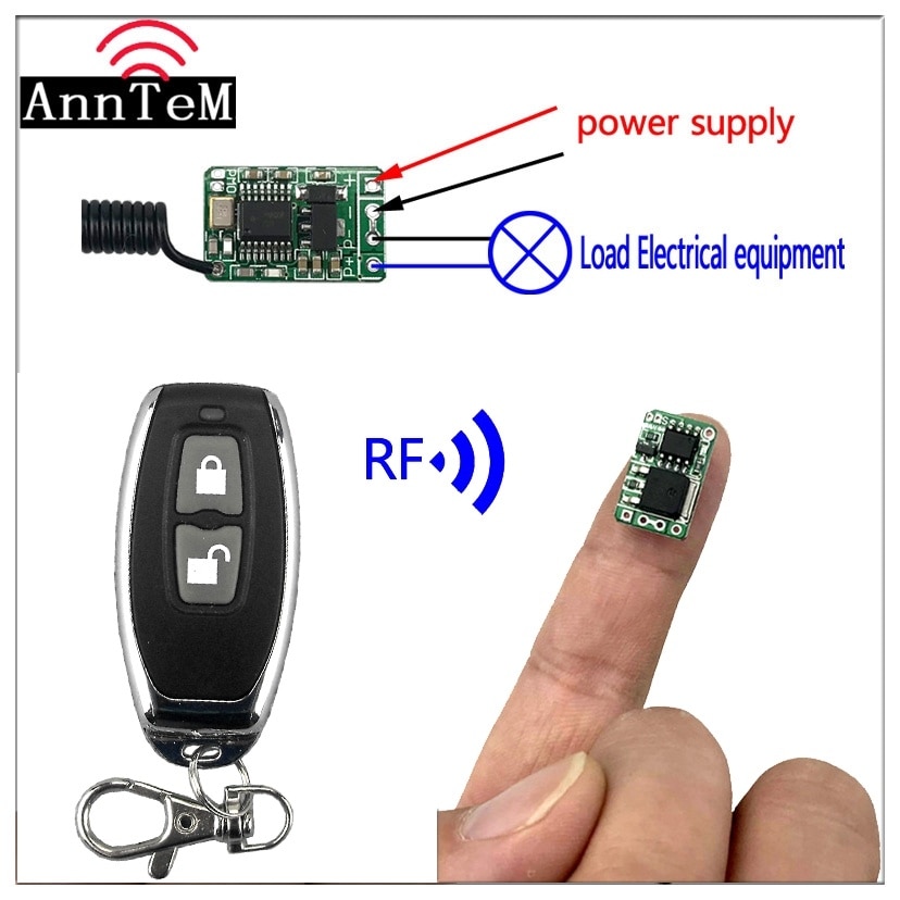 Anntem dc3.5V7v 9 v 12 v RF télécommande sans fil 433 mhz Lithium batterie prise de courant on/off Mini petit commutateur Module contrôleur