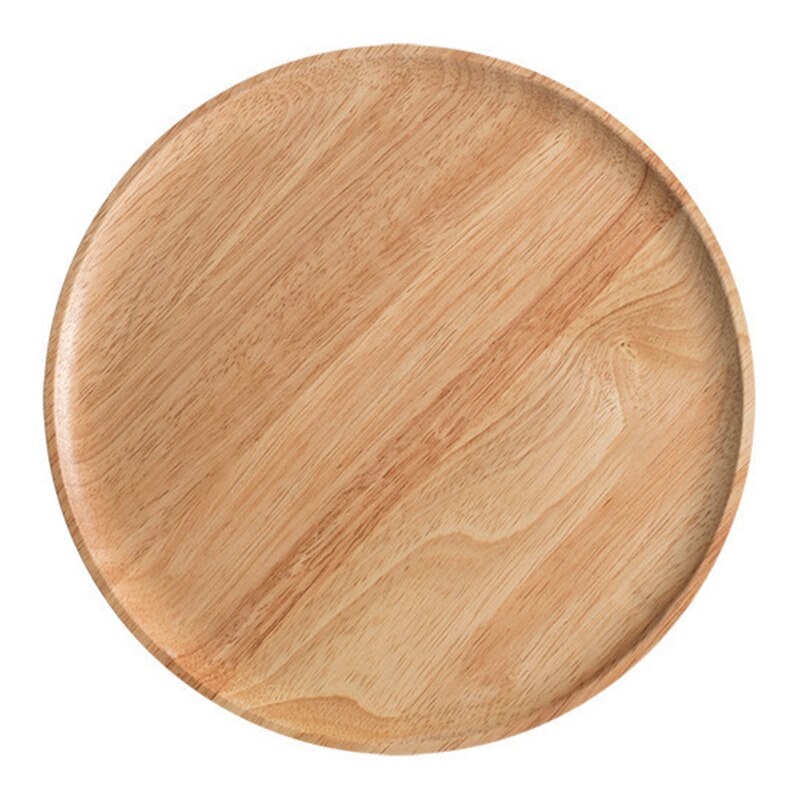 Napperon en bois causeuse en bois plaque de casserole en bois plats de fruits soucoupe plateau à thé Dessert assiette à dîner forme ronde vaisselle: 20.4cm A