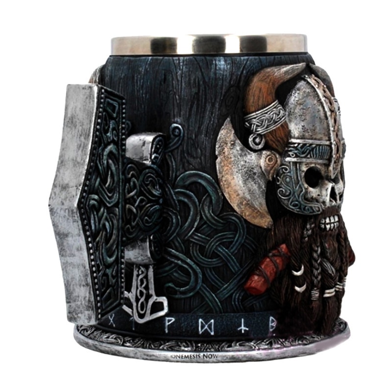 Middelalderlige viking pirat øl krus 3d harpiks & rustfrit stål kraniet krus stor kapacitet kaffekop caneca bedst fik fans