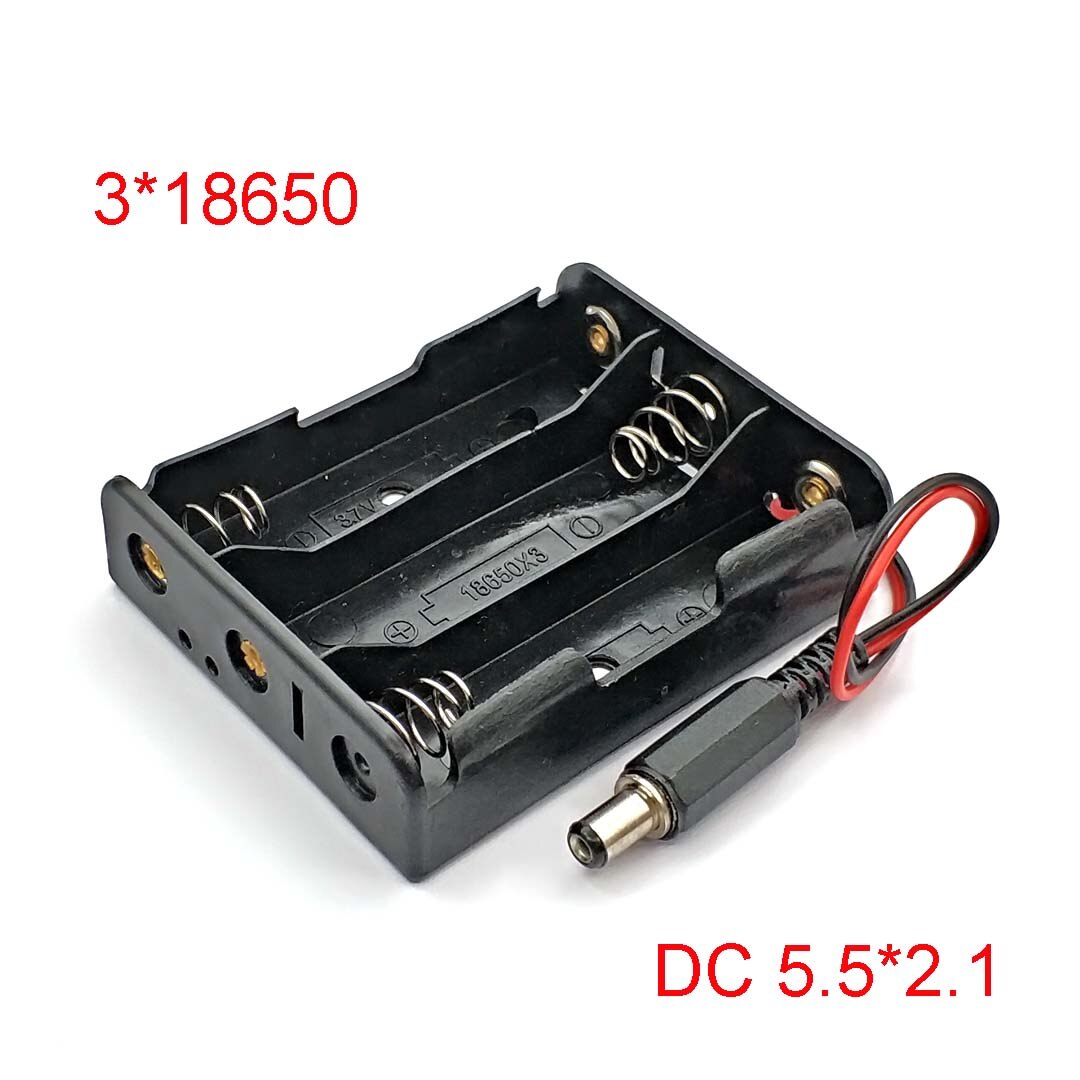 DIY 2x 3x 4x 18650 Battery Holder Storage Box Case with DC 5.5x2.1mm Power Plug Plastic + Meta: 3-18650