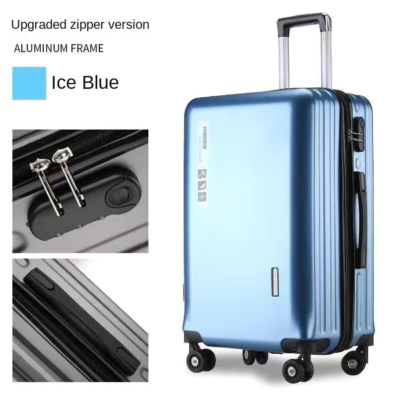 20 22 24 28 inch koffers op wielen Aluminium frame Handbagage Trip Cabine Trolley Reistas Wachtwoordslot Rits: Beige / 24"