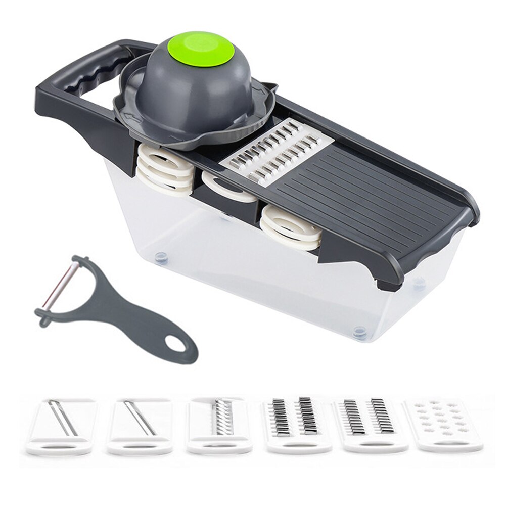 Multifunctional Vegetable Cutter for Vegetables Shredders Multi Slicer Peeler Carrot Fruit 6 in 1 Gadgets Vegetable Cutting Tool: Grey