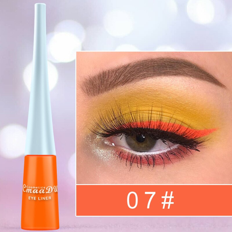 12 Kleuren Neon Vloeibare Eyeliner Potlood Waterdichte Kleurrijke Blauw Groen Geel Wit Eye Liner Pen Vrouwen Make-Up Ogen Cosmetica: A 07