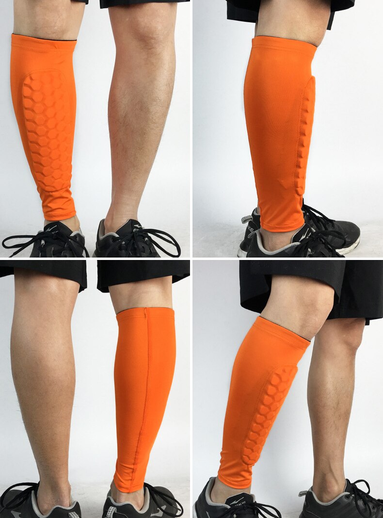 1 para sport ochraniacz piszczeli dla piłkarzy Pad rękaw skarpety ulga dla nóg piłka nożna kompresja opaska na łydkę Shinguard dla dorosłych nastolatków dzieci: Orange / XL