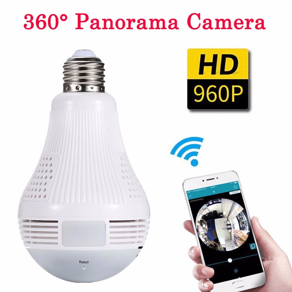 360 Graden Panorama Video Camera Wifi IP Gloeilamp Surveillance Cam CCTV Motion Sensor Nachtzicht 960P voor iPhone android