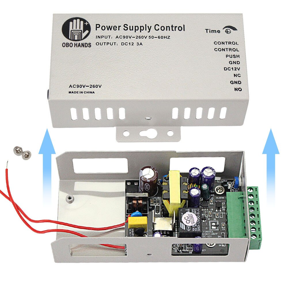 12VDC 3A/5A Voeding Schakelaar Controller AC90V-260V voor Alle Elektrische Deurslot met Vertraging Zwart K80 Toegang controle Systeem