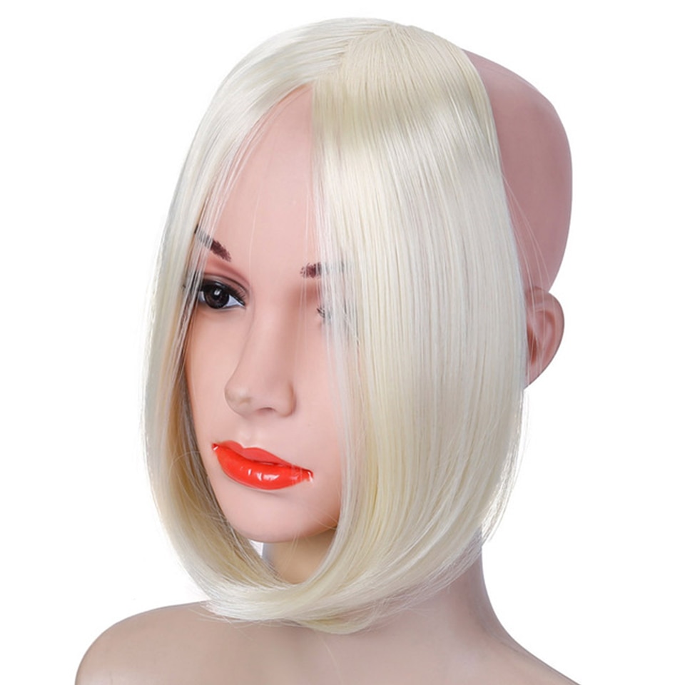 Ailiade langt hår pandehår klip i front side hair extensions naturligt syntetisk hårstykke flerfarvet brun gylden til kvinder dagligt