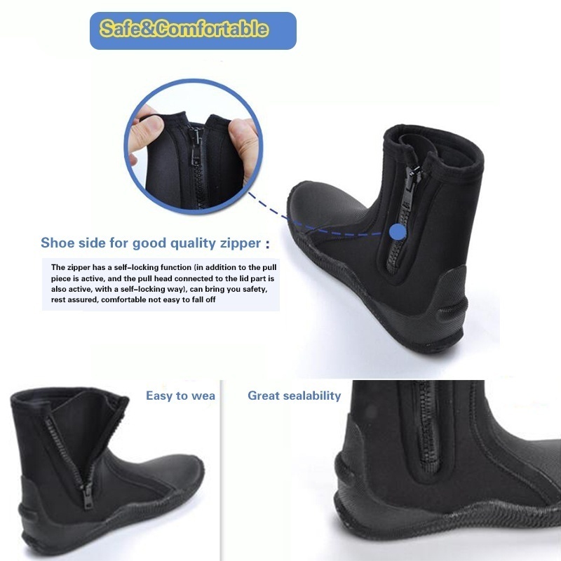 Zapatos de buceo de neopreno de 5MM, botas de buceo antideslizantes de alto nivel, calzado para mantener el calor, accesorios para pescar y nadar en invierno