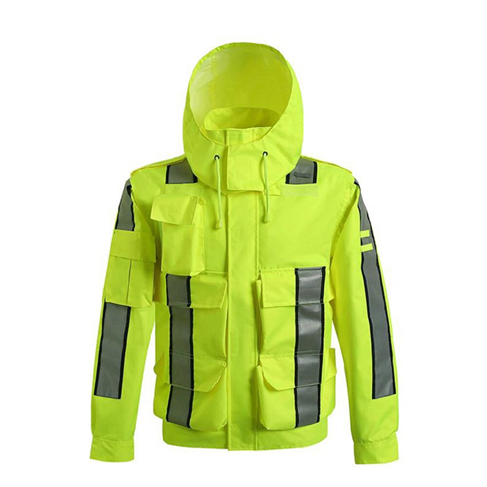 Hi-Viz High Visibility Waterproof Rain Jacket Safety Jacket Water Resistant Lightweight Rain Coat For Men Women: M