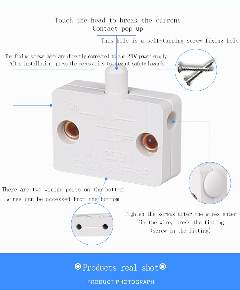 10pcs Wardrobe Light Switch Door Switch Automatic Lighting For Bedside Table Wine Cabinet Cupboard Door Control