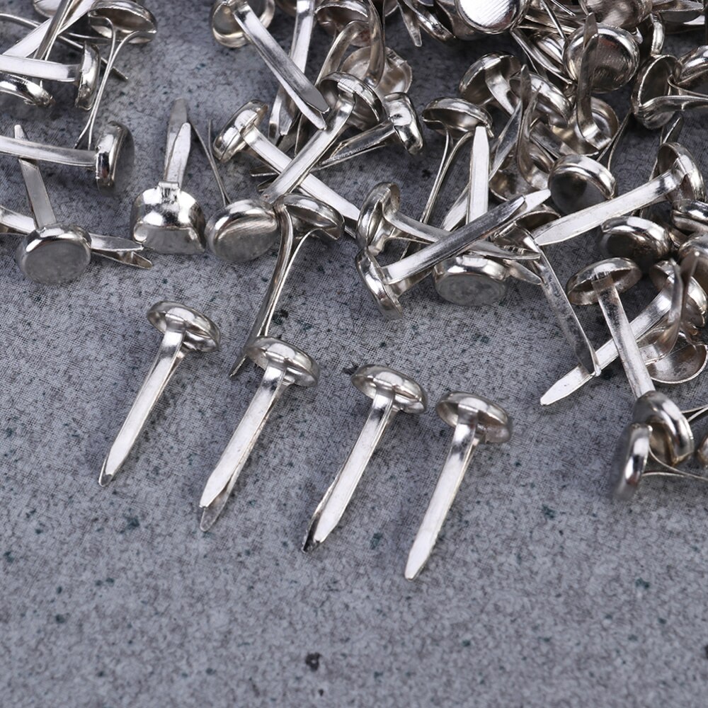 200-Piece Silver Metal Durable Iron Metal Brads Brad Fastener Office Brads Metal Paper Fasteners for Crafts DIY