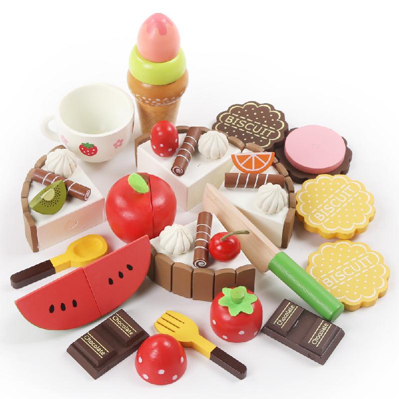 Faire semblant de jouer en bois coupe cuisine ensemble de nourriture magnétique bois légumes Fruits cuisine Kit jeux enfants anniversaire jouets