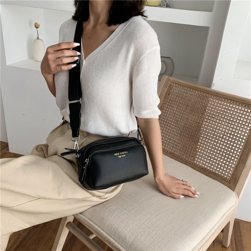 Damentaschen, wilde kleine quadratische tasche mit breiten trägern, lässige umhängetasche in unifarben, messenger bag