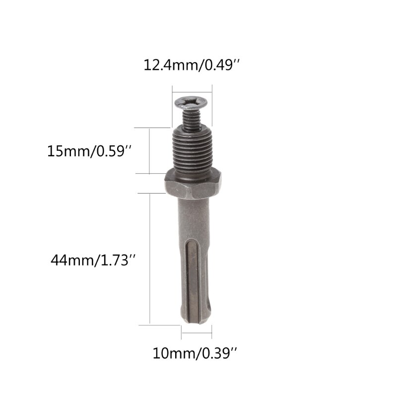 12mm Thread Dia SDS Plus Round Shank Drill Chuck Adapter Connector Gray