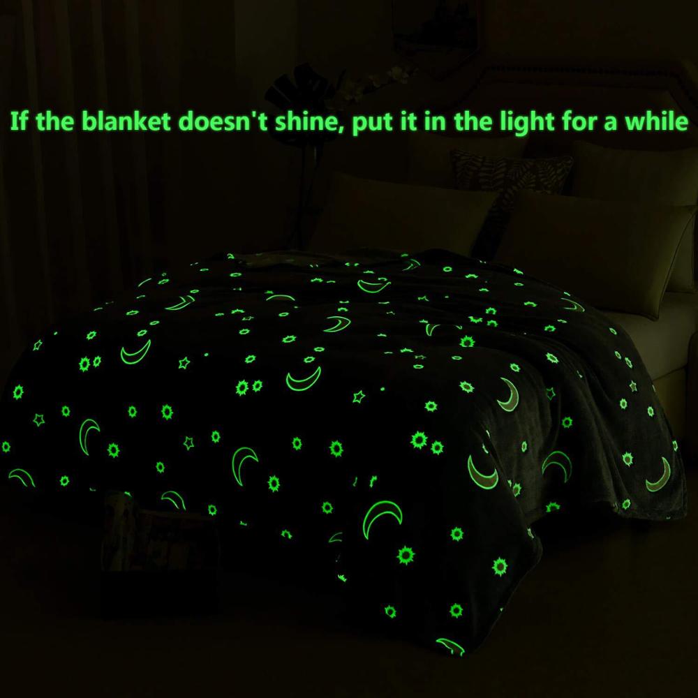 Magiska lysande barnfilt mjuk fluffig flanell stjärna måne filtar jul hem matta barns fluorescerande filt