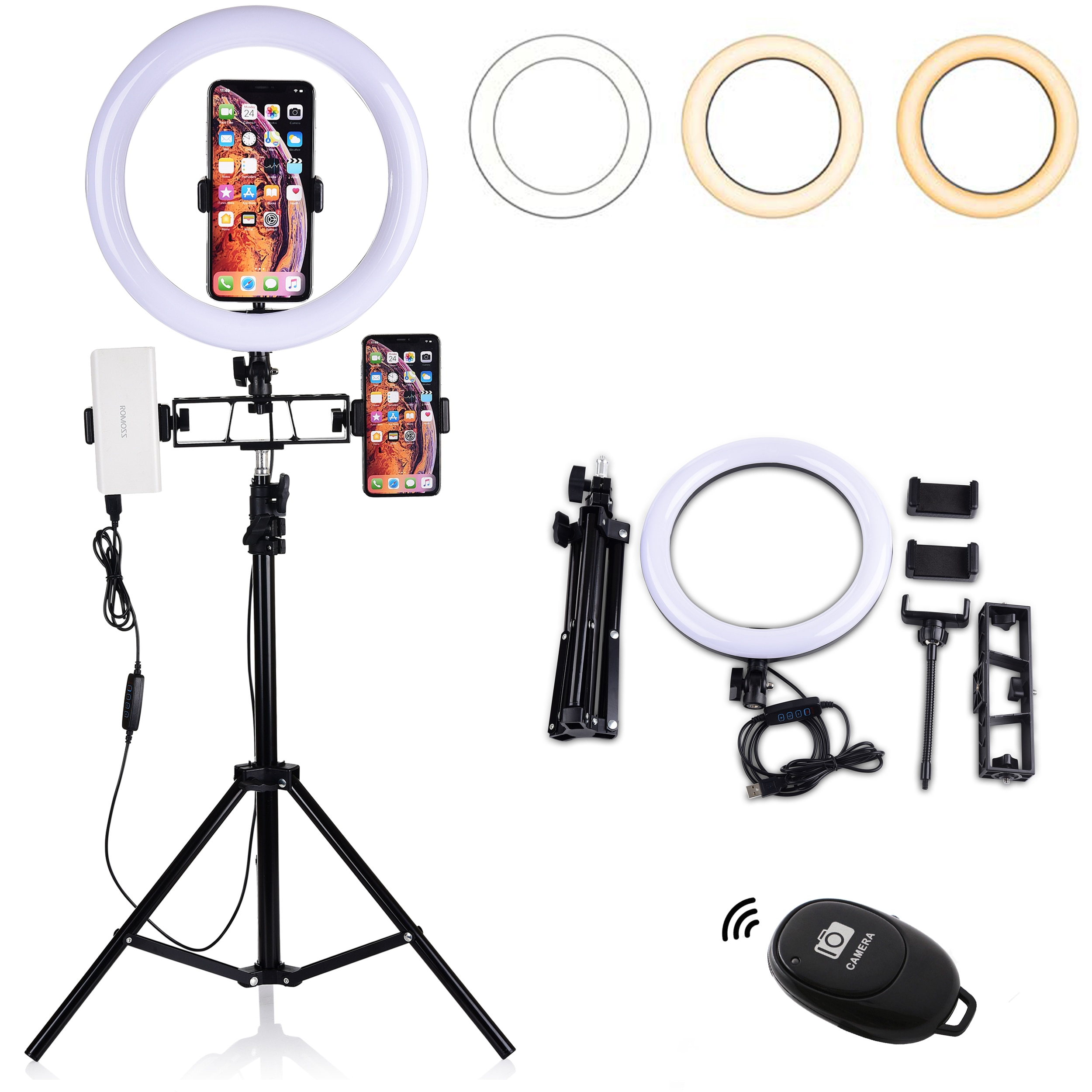10 ''Video Foto Kit Ring Licht met Verstelbare Licht Stand Selfie Stick USB Plug 6" 3200 ~ 5500K Lamp met Statief Telefoon Klem