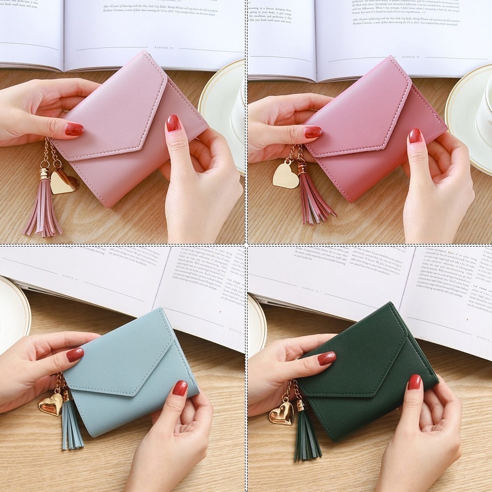 Herald Women Long Wallet with Tassel Leather Cluths Multi-function Ladies' Card Holder Female Coin Purse Wallet