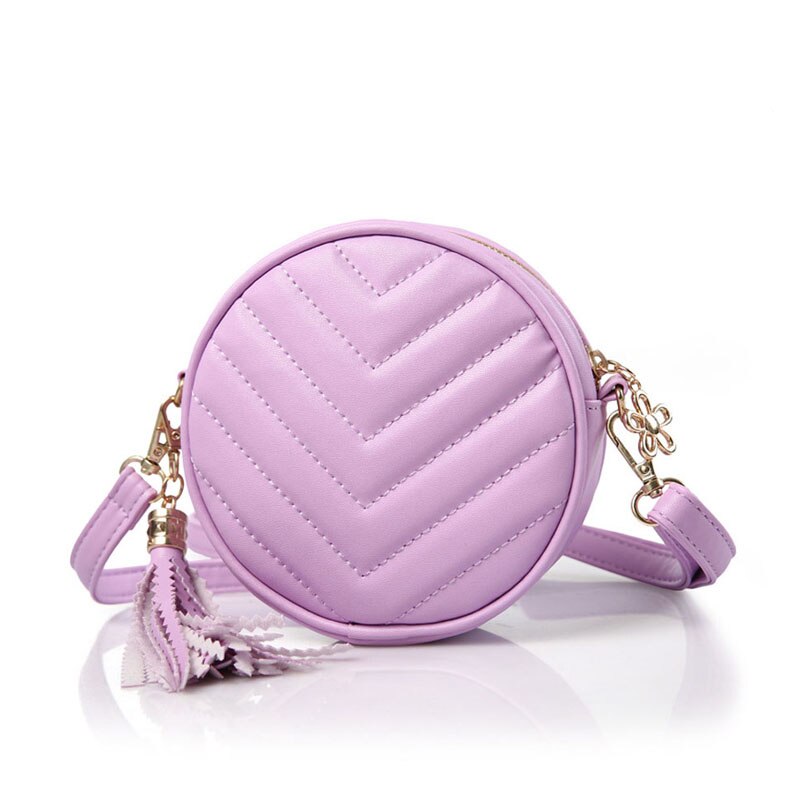 Girl Messenger Bag Tassel Girl Shoulder Bag PU Student Circle Purse Cute Student Accessories WISECO: purple