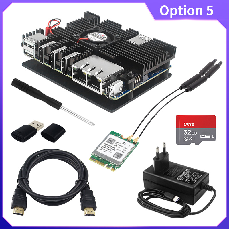 Orange  pi 5 plus aluminium behuizing met actieve en passieve metalen koeling, ventilator en koelribben, metalen behuizing voor orange  pi 5 plus: Groente