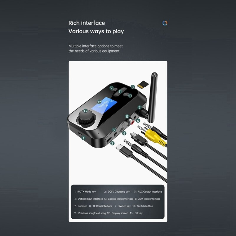 C41 Bluetooth 5.0 Audio Zender Ontvanger Met Mic Stereo Aux 3.5Mm Jack Rca Draadloze Adapter Tv Pc Auto Speaker