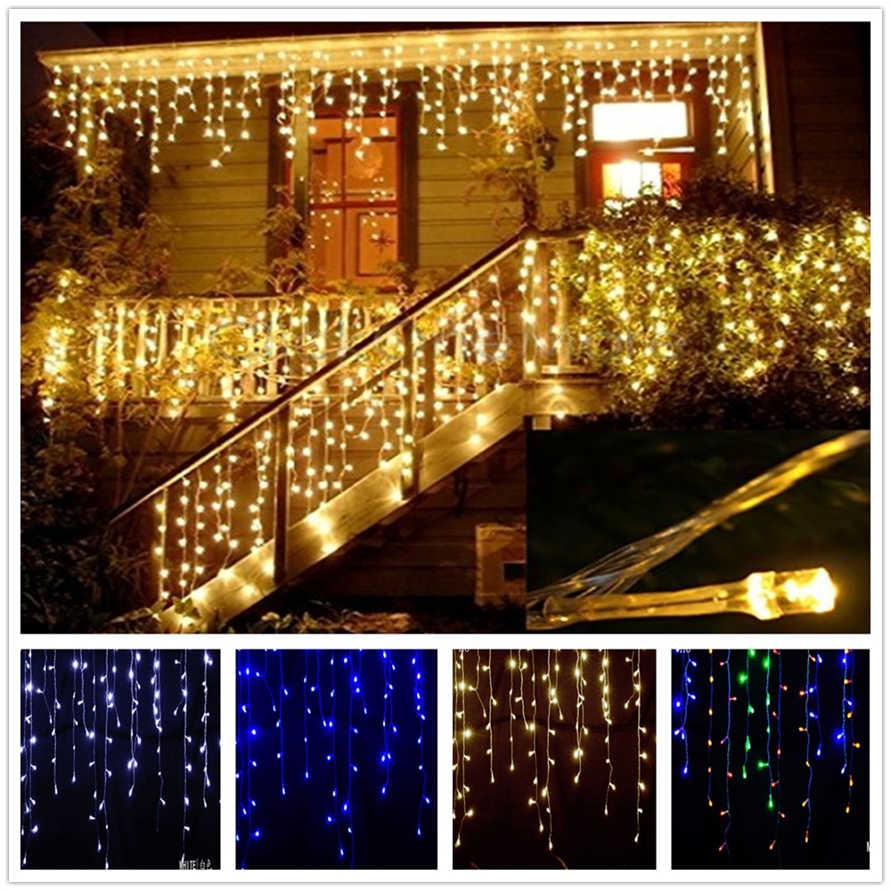 5m julelys henge 0.4-0.6m gardiner istapsstreng led lys 220v/110v års hage jul bryllup utendørs dekorasjon