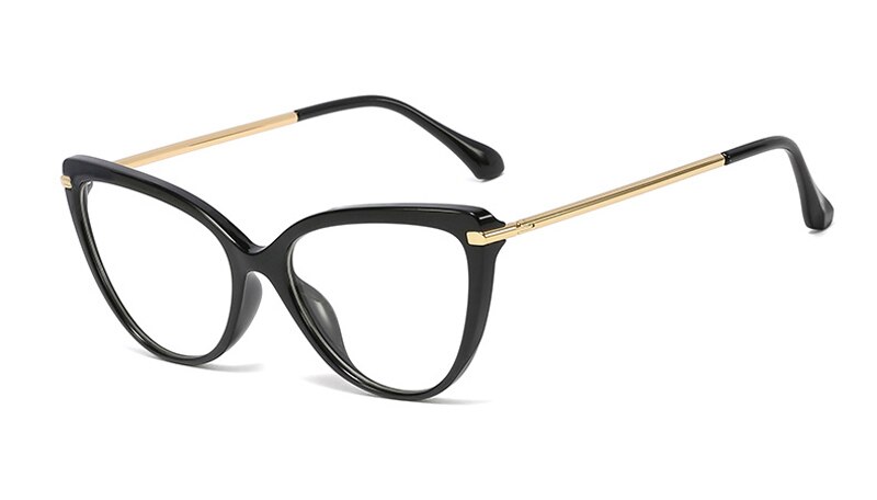 Kachawoo brillen Katze Auge retro Gold tr90 optische rahmen brillen frauen klare linse aufbringen stil neue jahr: Schwarz Gold Rahmen