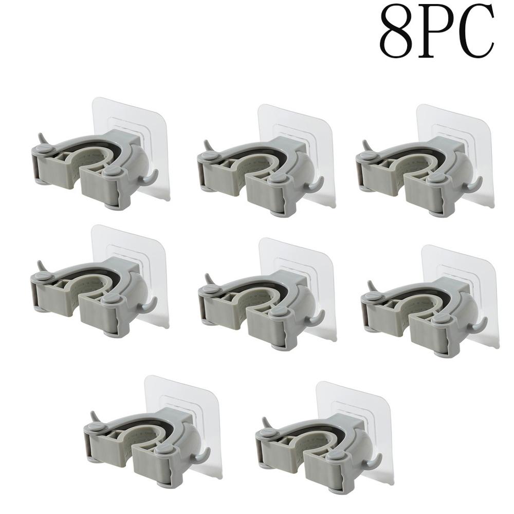 Wall Mounted Mop Holder Brush Broom Hanger Storage Rack Kitchen Organizer with Mounted Accessory Hanging Cleaning Tools 32: 8pc