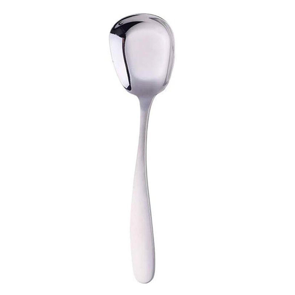 Cucharas cuadradas de acero inoxidable para sopa, cucharas planas con mango largo para cena, cucharas grandes, cucharas de postre, suministros de cocina ecológicos: Blanco