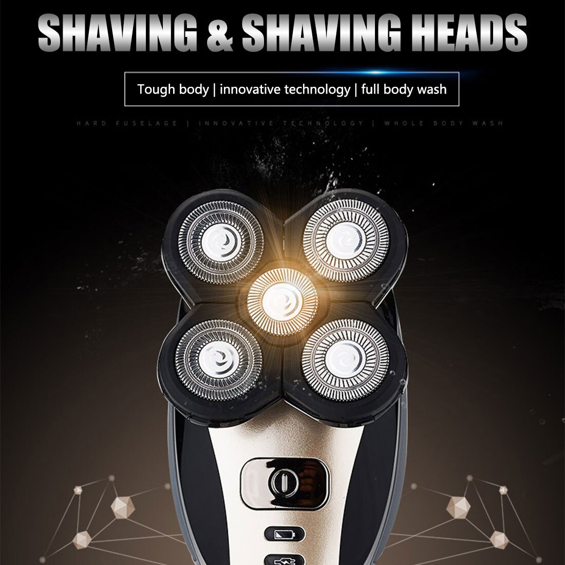 5 in1 4DMen's Rechargeable Bald Head Electric Shaver 5 Floating Heads Beard Nose Ear Hair Trimmer Razor Clipper Facial Brus