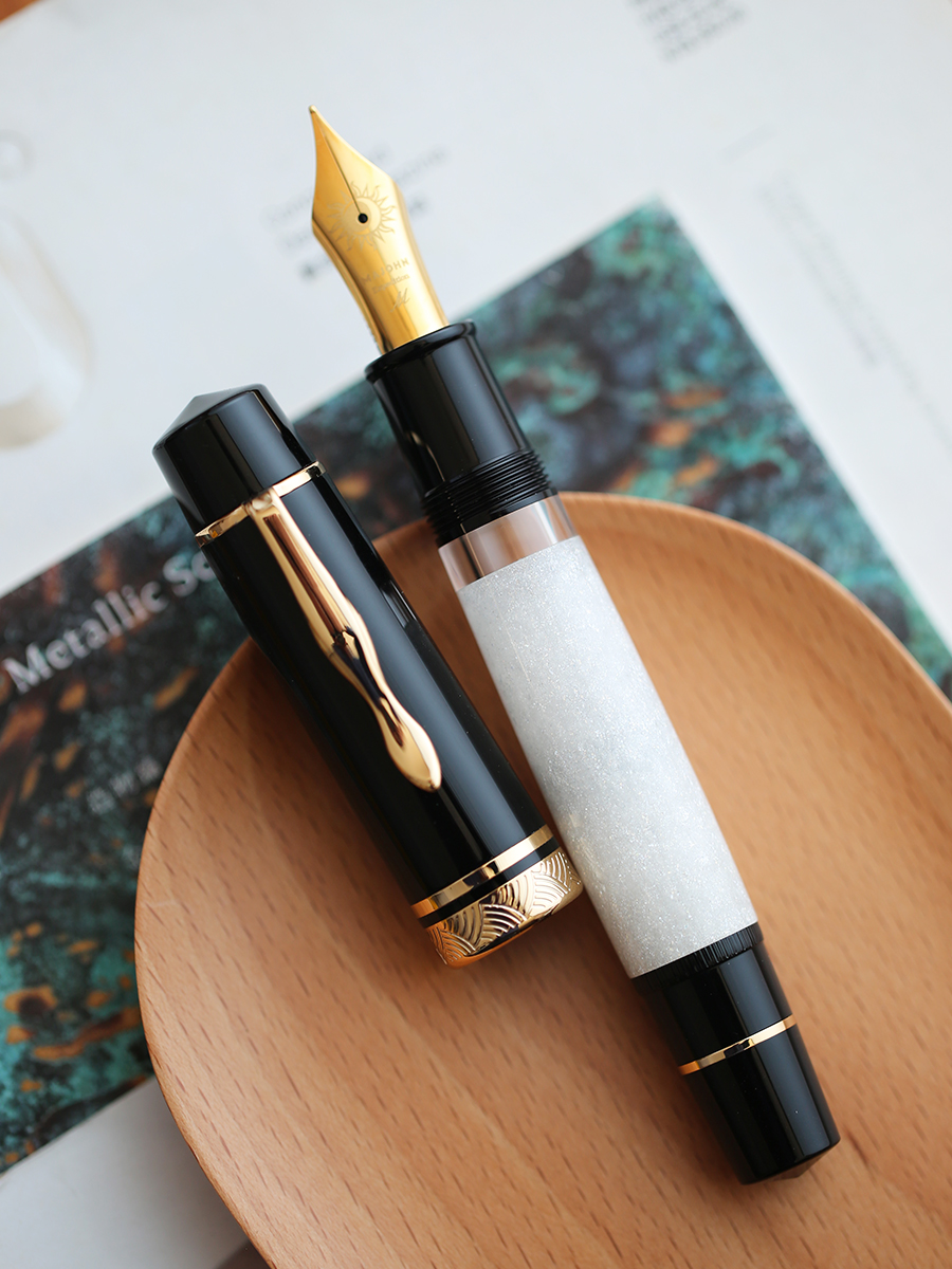 MAJOHN P139 pluma estilográfica de pistón grande naranja No.6/8 EF/F/M punta lengua de goma dura estructura totalmente de cobre tinta de escritura bolígrafos de