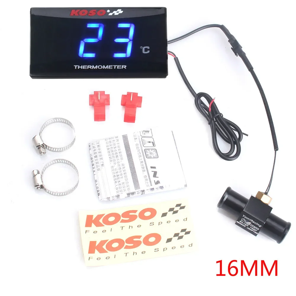 Universal- Motorrad Thermometer Instrumente Wasser Temp Temperatur Digital Anzeige Meter Messgerät Sensor Adapter Für KOSO: dunkel Grau