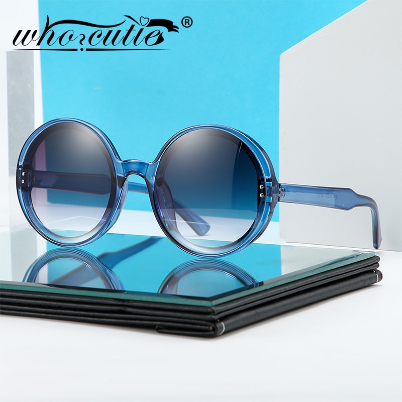 Retro Round Sunglasses Women Men Brand Transparent Blue Frame Circle Lens 90s Sun Glasses Shades Female S137