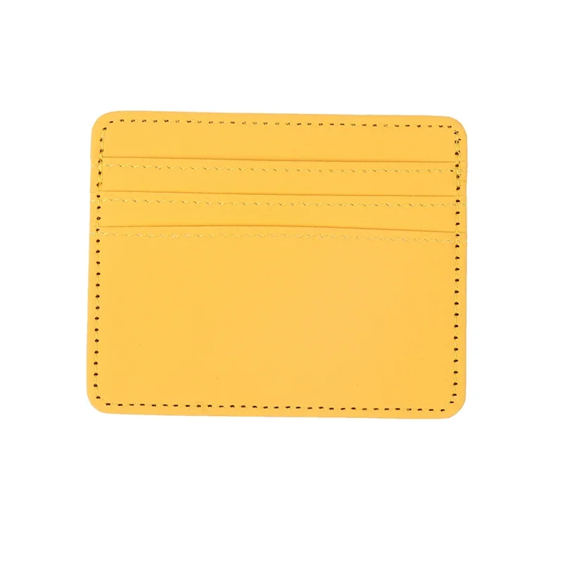 Práctico tarjetero bancario personalizado de , tarjetero portátil de cuero PU para hombre y mujer: YELLOW
