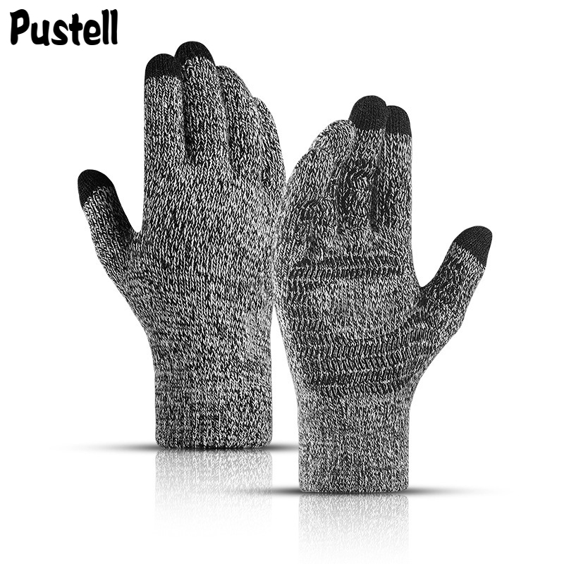 Guantes de punto antideslizantes para hombre, manoplas masculinas de goma antideslizantes de dedo completo para conducción, negocios y ciclismo, con pantalla táctil, para invierno y otoño