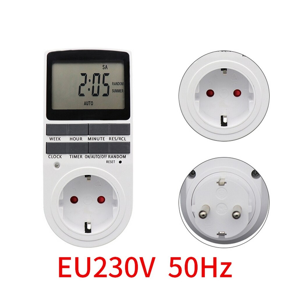 Electronic Digital Timer Switch EU AU UK Plug Kitchen Time Control Outlet 230V 240V 7 Day 12/24 Hour Programmable Timing Socket