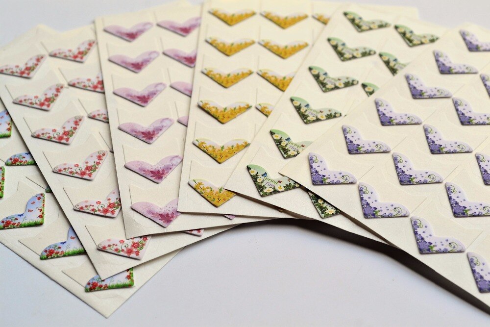 DIY Photo Album Scrapbooking Love Flower seriers Photo Corner Sticker Diy Handmade scrapbook Decoration 24pcs/sheet