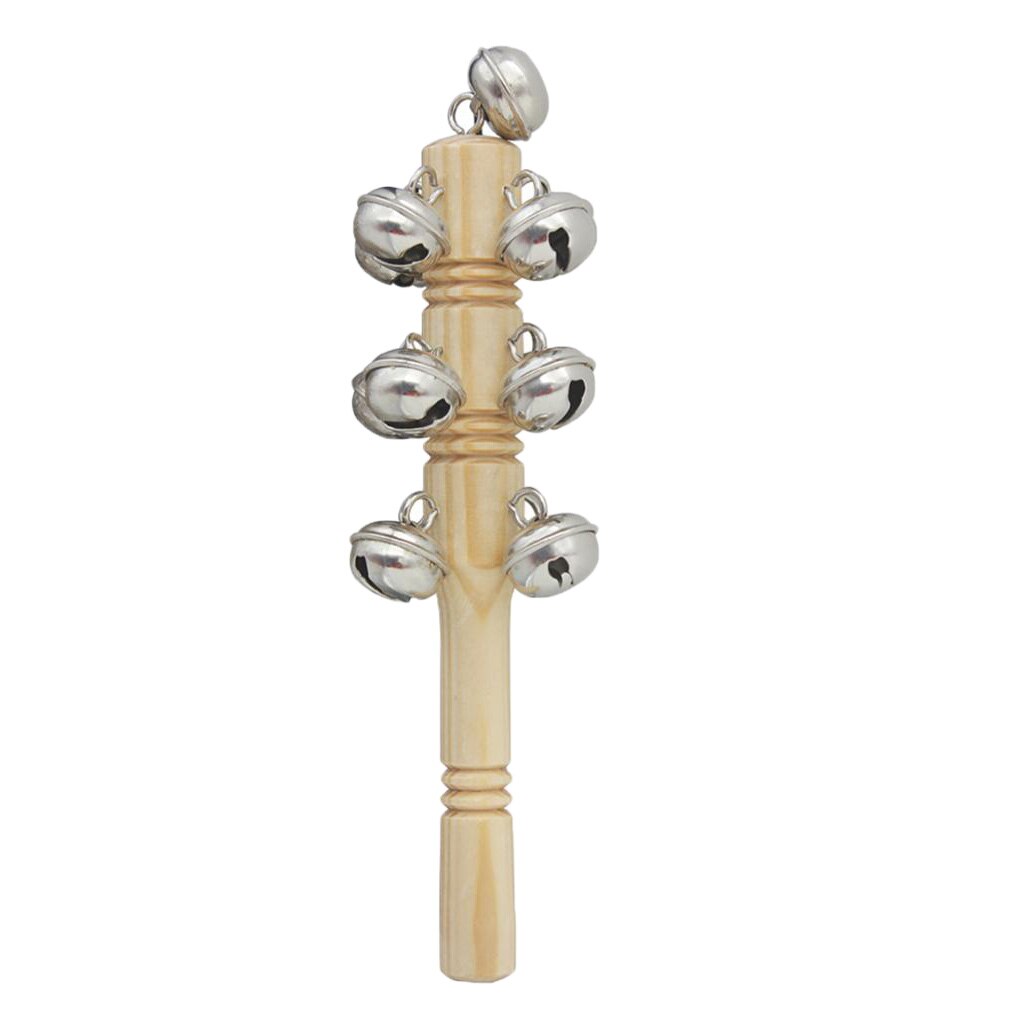 Wooden Handheld Jingle Bells Percussion Baby Musical Shake Toy For