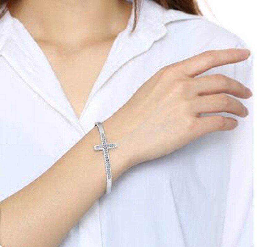 Brazalete de Metal de con cristales brillantes cruzados, , , boda