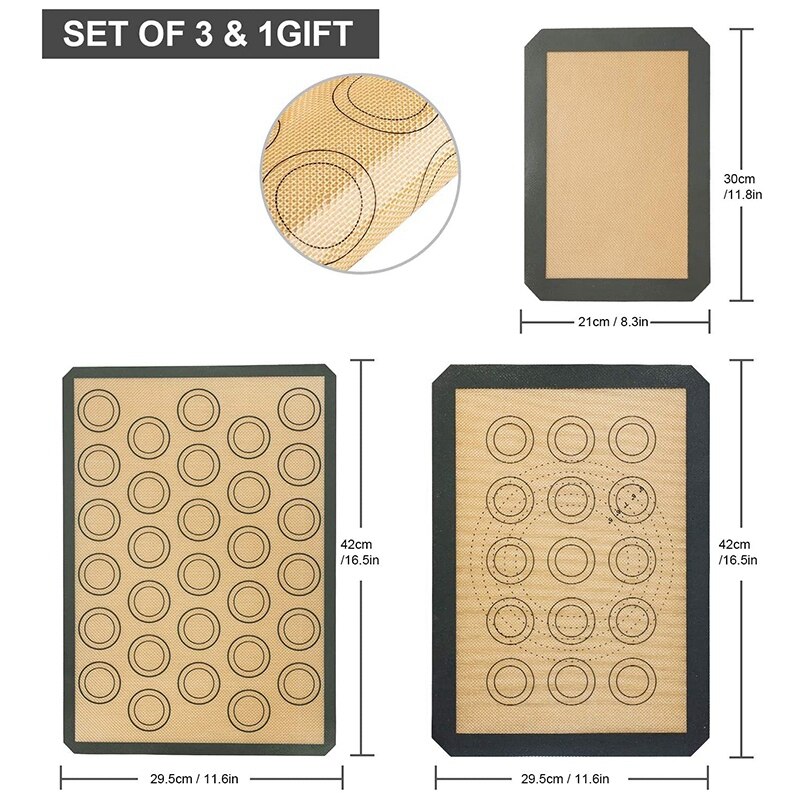 Siliconen Bakken Matten-Non Stick Cookie Sheet Mat Liner Met 2 Stuks Siliconen Bakken Mat Siliconen Antislip-gebak Mat