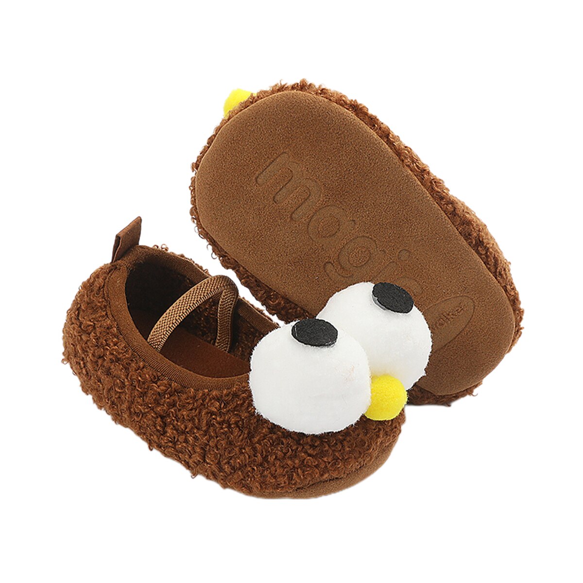 Baby Girls Boys Slippers, Soft Sole Plush Bedroom Shoes Infant Prewalkers with Big Eyes
