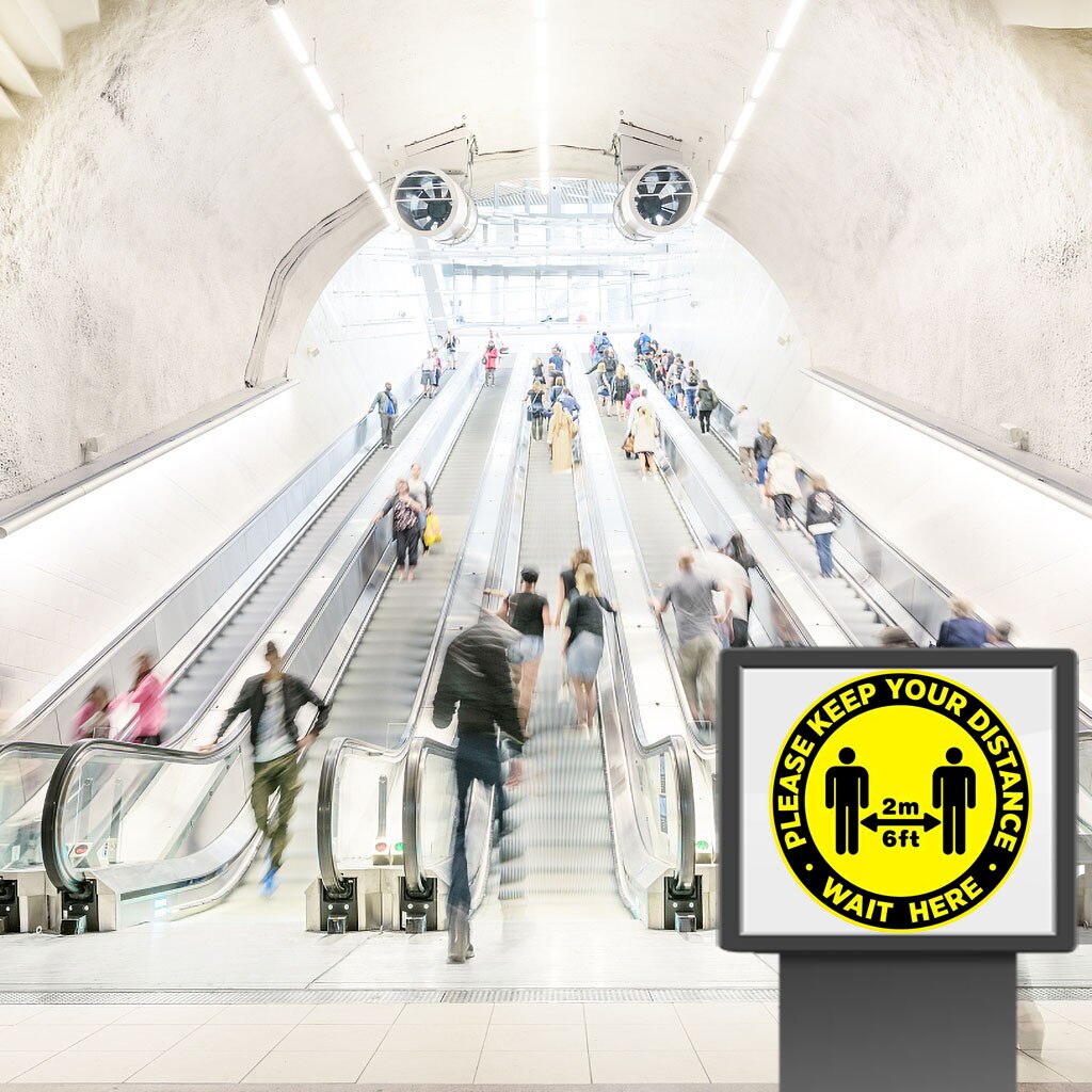 4Size Ground sign Isolated label 30CM diameter Stand Here Keep 6ft in Between Distance Marker Floor Distance Marker L*5