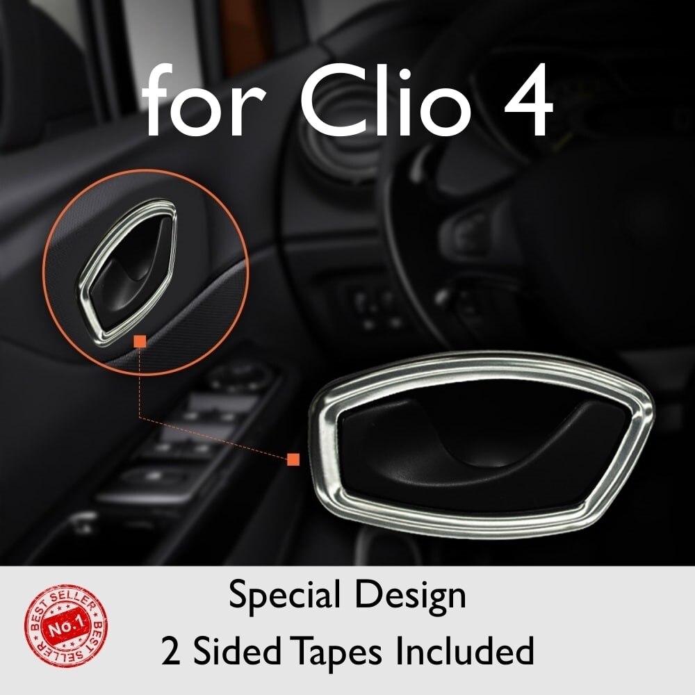 Chrome Door Handle Frame for Renault Clio 4 Stainless Steel 4 Pieces Glossy Gray Door Handle Frame Special Size Models