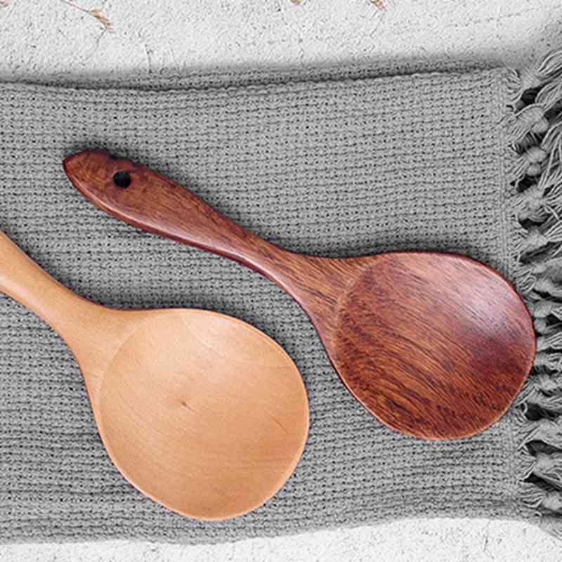 Home Rice Paddle Wood Rice Spoon Kitchen Spatula Non-stick Wooden Rices Serving Spoons Cooking Utensil Kitchen Accessories