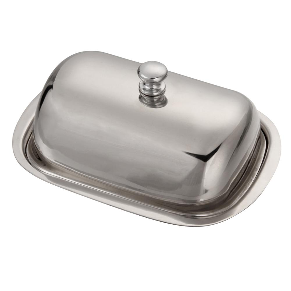 Stainless Steel Butter Dish Breakfast Tray Plates For Food Dinner Set Tableware Butter Box With Lid