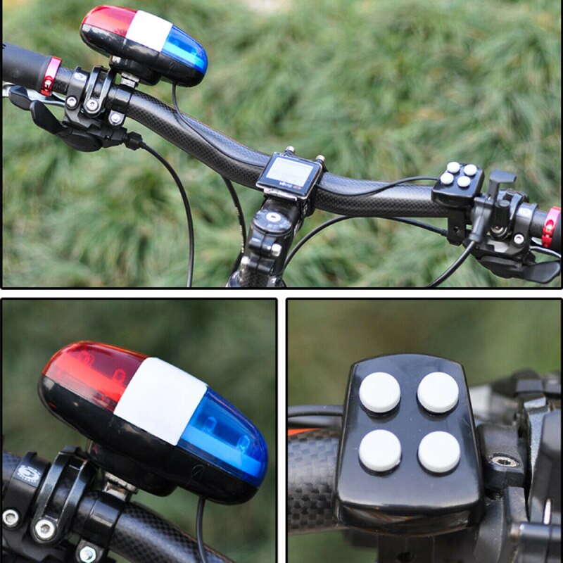 Fiets Politie Licht Fietsbel 6 Led 4 Tone Fiets Hoorn Fiets Oproep Led Bike Politie Licht Waterdichte Voorzijde achterlicht Mtb