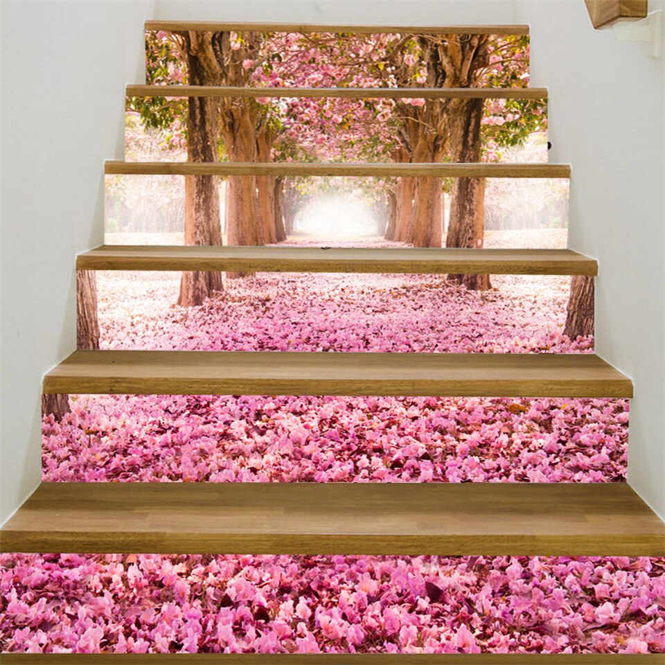 Lake Scenery Stairs Sticker For Home Hotel Corridor Decor Renew Stair Mural Self-adhesive Waterproof Landscape Staircase Mural