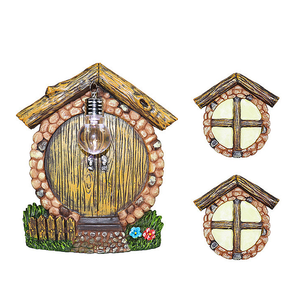 Resin Miniature Fairy Gnome Window Door Elf Garden Sculpture Statues Tree Decor for Yard Art Sculpture Statue Outdoor Decor: B