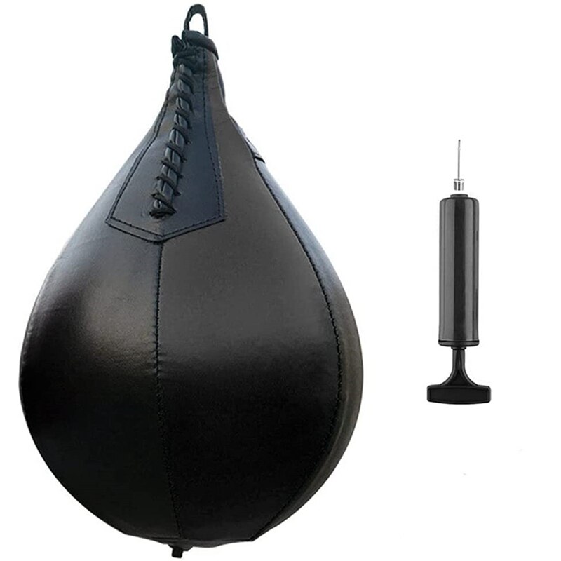Leather Speed Ball Boxing & Swivel Boxing Punch Bag MMA Speed Bag Training Set