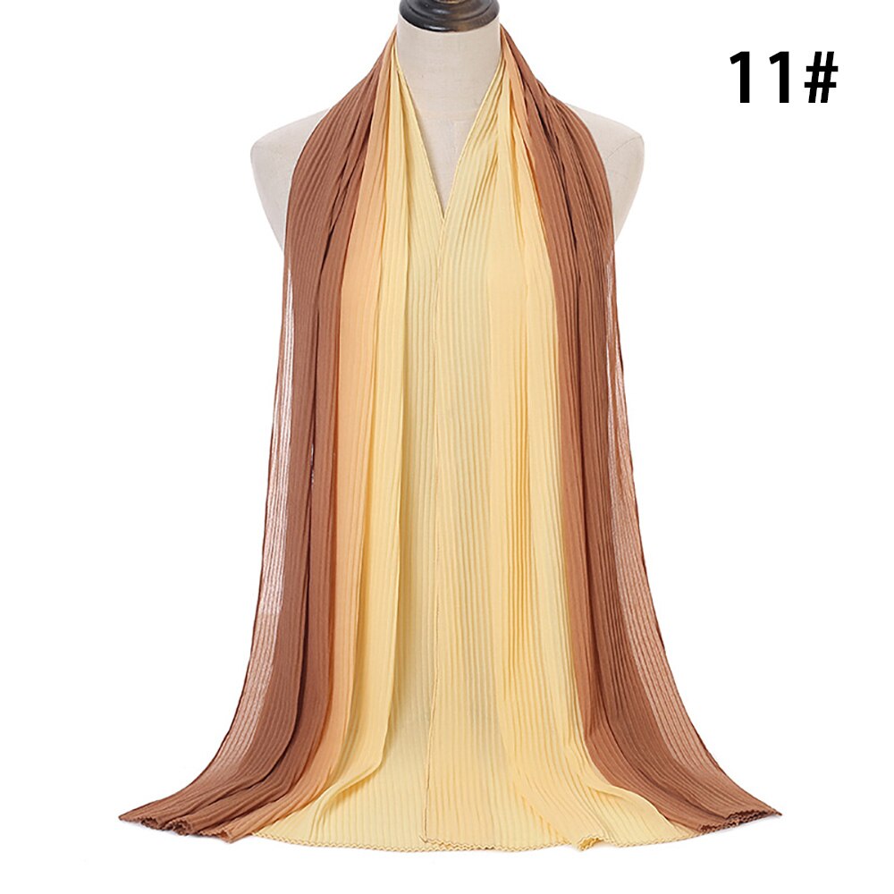 Ombre Chiffon Hijab Muslim Women Hijab Scarf Shawl Islam Headwrap Pleated Gradient Hijabs Shaded Crinkle Hijab Summer: 11